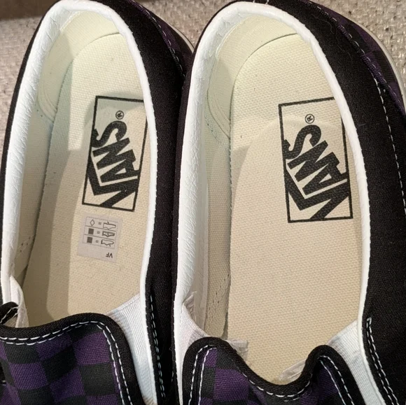 Vans Purple and Black Checkered Slip-On Shoes - Picture 6 of 6